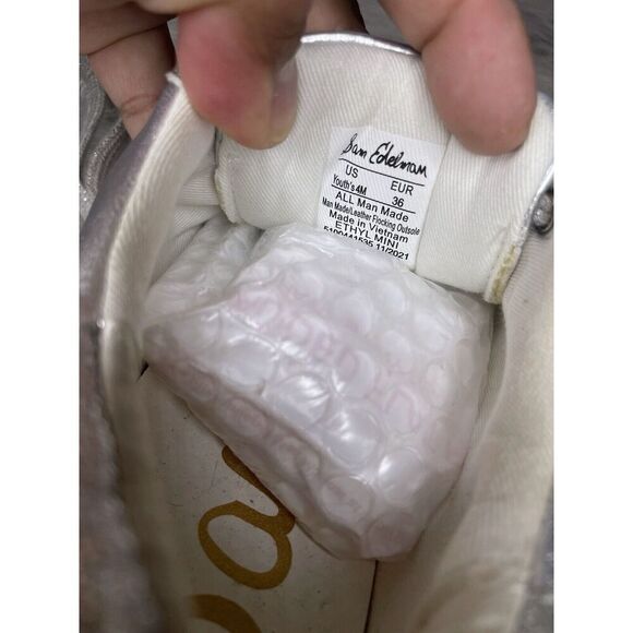 Sam Edelman Ethyl Silver Leather Casual Lace Up Sneakers Women Sz 4M US/36EU - Picture 8 of 16